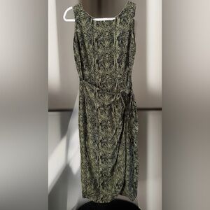 August Hale Sleeveless Silk Wrap Midi Dress Snake Print Size 8
